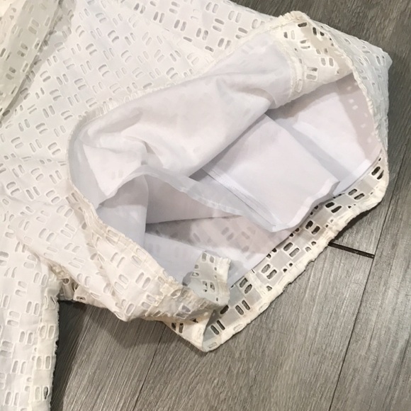 Anthropologie White Eyelet Fully Lined Belted Romper size 4 - Picture 11 of 12